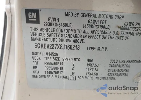 2008 Buick Enclave Cxl from USA, damaged, VIN 5GAEV237X8J160213